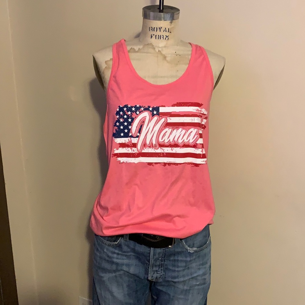 New American flag Mama summer racer back tank top